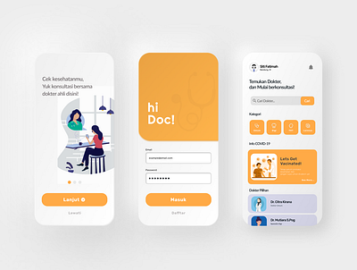 Hi Doc! - Medical App UI Design app covid19 design explorations flat design glassmorphism home ui indonesia designer medical app neumorphic neumorphism ui ui ux vector