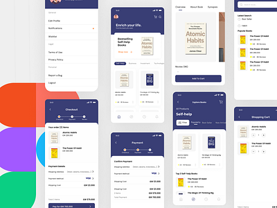 Bookstore UI Kit app branding design explorations home ui illustration logo ui ux vector