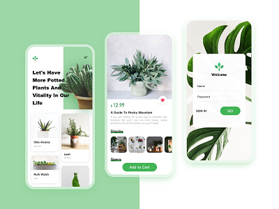 Plant UI app design ui