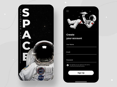 Sign Up Screen - Space App app art branding design flat graphic design illustrator minimal sign up space ui ux