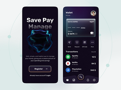 Wallet Application app best bitcoin coins crypto dark design money neft neon payment savings trending ui ux wallet