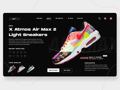 Nike Landing Page Concept branding dark design illustration landing new page pink shoes sneakers trend ui ux vector web website yellow