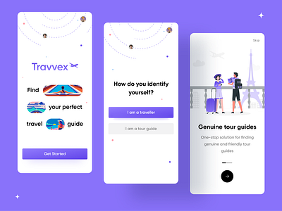 Travvex - Tourist Guide Booking App app best branding design guide purple tour travel ui ux