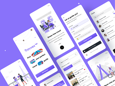 Travvex - Tourist Guide Booking App app art best design purple tourist travel traveller ui ux