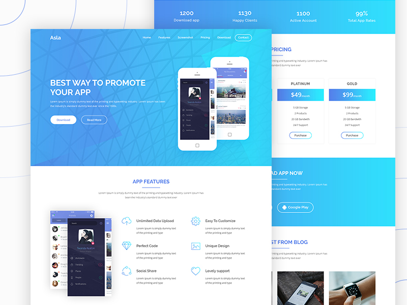 Asla App Landing Page by Ismail Hossain on Dribbble