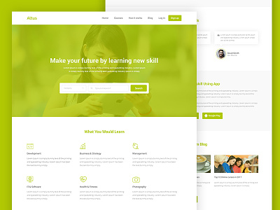 Altus e Learning Website Concept clean concept design education green interface minimal ui ux web web design website