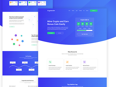 Cryptocoin - Cryptocurrency Landing Page bitcoin blockchain coin creative crypto cryptocurrency design exchange ico landing page payment ui ux web web design website
