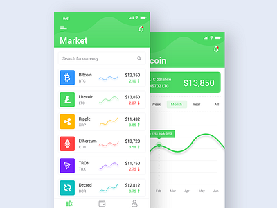 Cryptocurrency App Ui app clean cryptocurrency design flat ico interface ios ui ux wallet