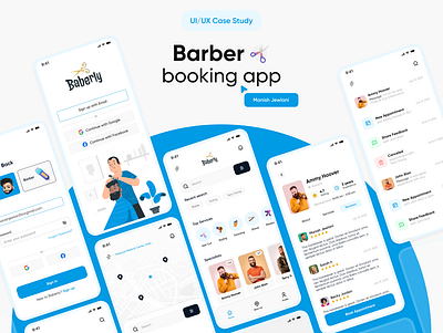 Barber booking app UI/UX Design & Case Study 3d app barber branding color content design graphic design illustration product ui uiux design ux visual