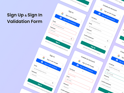 Sign Up & Sign In Validation Form design form signin signup ui