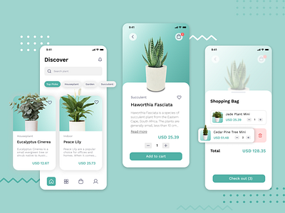 Plant Shop App app design mobile nature plant shopping ui