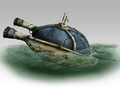 Alien Spaceship Down abandoned alien concept art game art illustration spaceship swamp video game