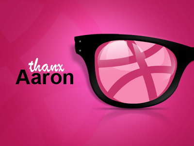 Aaron, thanx for invitation dribbble invite logo spectacles thank you thanx