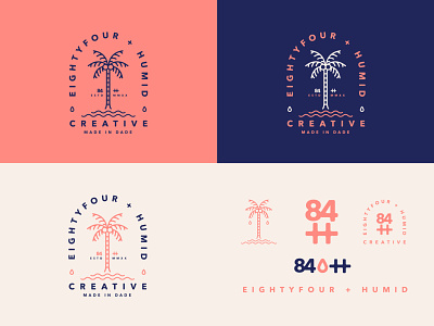 Eightyfour + Humid Creative badge badge logo branding design icon illustration logo miami palm
