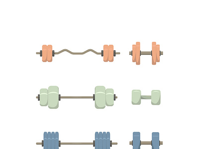 set of barbells and dumbbells