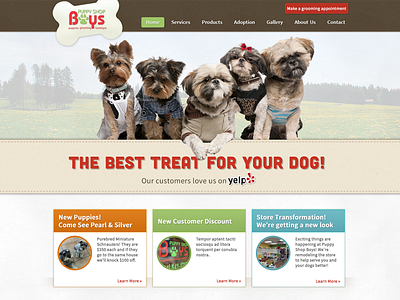 Puppy Shop Boys brown colorful design dogs homepage puppies stitching texture ui design web website