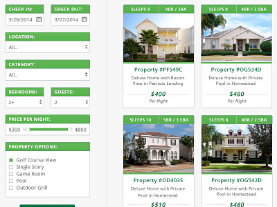 Property Listing form real estate search vacation