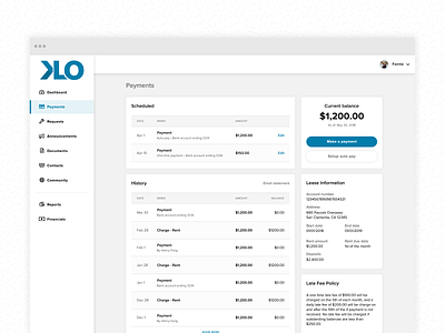 Payment screen for a resident portal design payment portal product product design resident ui web web app web design