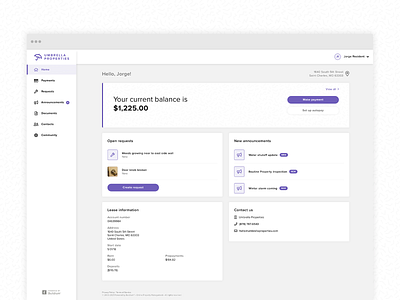 Responsive dashboard for a resident portal dashboard design mobile portal resident responsive ui ux web web app