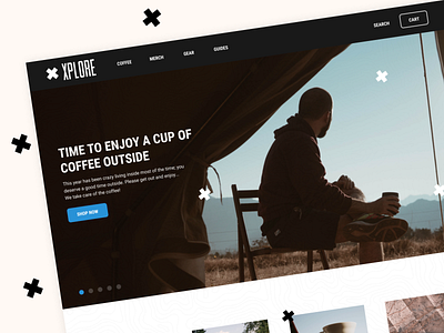 XPLORE Coffee Roasters adventure branding camping coffee design ecommerce iphone landing landing page overlanding page product ui web web design website