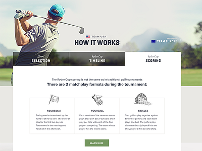 How It Works Tabs | PGA Ryder Cup golf illustrations rich background tabs