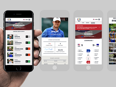 The scoreboard grid from the PGA Ryder Cup responsive website