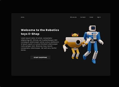 Robotics toys e-shop branding design landing page robotics ui ux