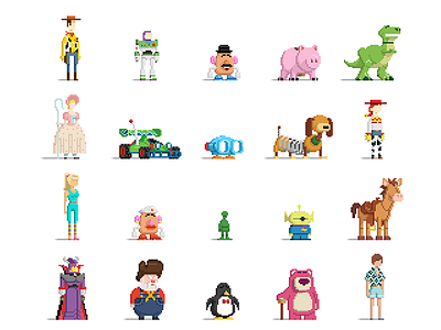 Pixel Toy Story 8 bit disney illustrator pixar pixel art