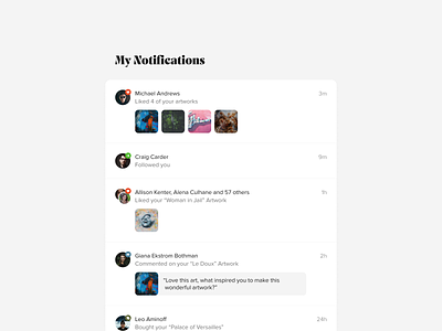 My Notifications artworks design notifications product simple