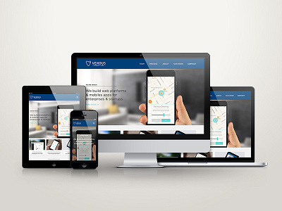 Vendus 3.0 Live! agency blue corporate design desktop development grey landing page mobile responsive tablet website