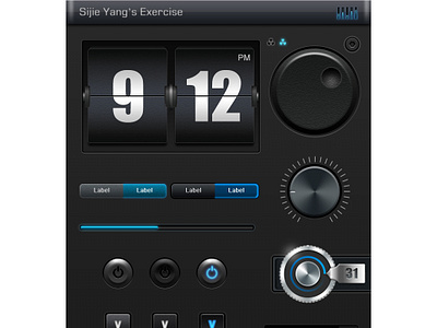 Utility UI Elements & Textures button clock design dial on off switch photoshop practice progressbar skeuomorphism ui volume