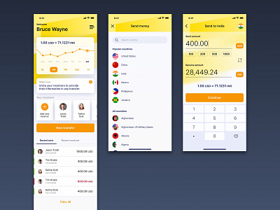 Money Transfer App Concept (Part 1) app concept design finance interaction international ios iphone x mobile money send sketch transfer ui ux