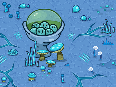 Blue Zone alien environment game game art illustration mobile game vector