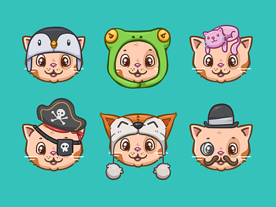 Dress Ups avatar cat character dress up hat illustration vector