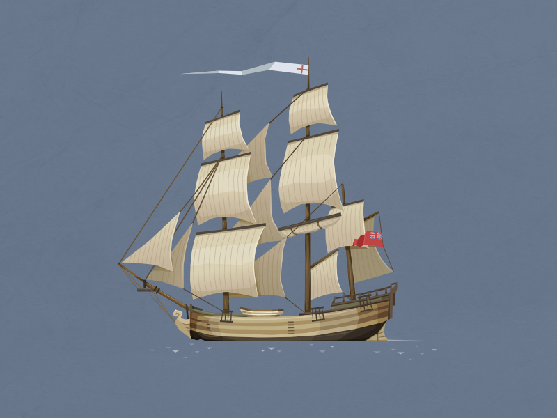 Convict Transport Ship flag vessel mast nautical sail vintage vector boat ocean sea ship convict