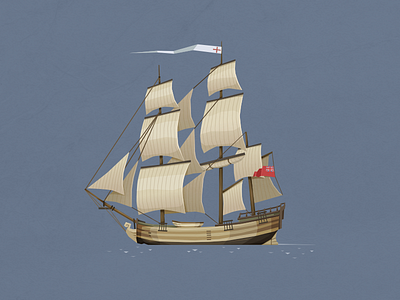 Convict Transport Ship boat convict flag mast nautical ocean sail sea ship vector vessel vintage