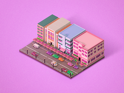 Ocean Drive 3d beach city scape miami ocean drive pixel voxel