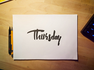 Thursday ayyy brush calligraphy day dot hand ink lettering paper thursday typography week writing
