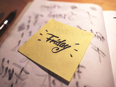 Friday, yo brush calligraphy day dot friday hand ink lettering paper typography week writing