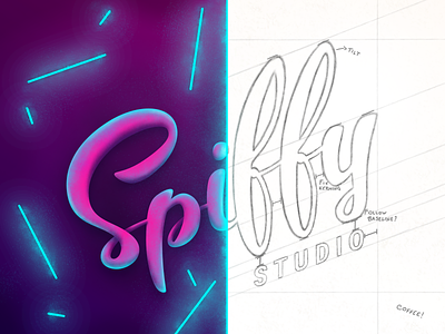 Spiffy Logo Showcase branding brush calligraphy illustration lettering logo neon retro sketch typography vector wireframe