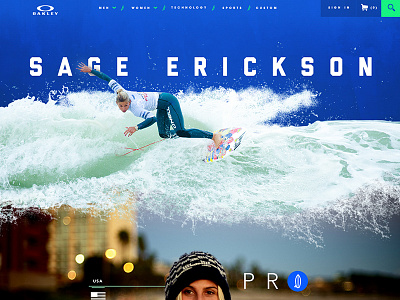 Oakley Surfing desktop erickson landing oakley page responsive sage surfing ui water web website