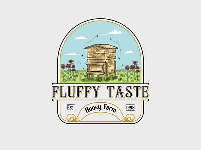 Fluffy Taste Honey Farm artwork classic design illustration logo vector vintage vintage badge vintage design vintage logo