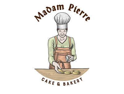 Madam Pierre Cake and Bakery artwork branding classic design illustration logo vector vintage vintage badge vintage logo