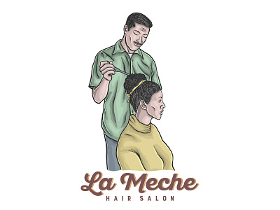 La Meche Hair Salon artwork branding classic design illustration logo vector vintage vintage design vintage logo