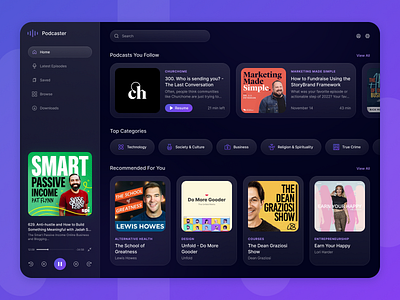 Podcast App Concept components interface product software ui ux web
