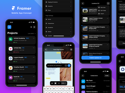 Framer Mobile App Concept components interface product software ui ux web