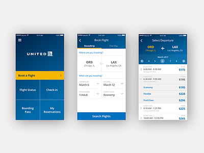 United Airlines App Redesign airline app design flight interaction interface mobile ui ux visual