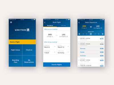 United Airlines App Redesign airline app design flight interaction interface mobile ui ux visual