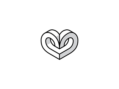 Isometric Heart Vector 3d black and white brand branding graphic design illustration isometric logo logo design optical illusion vector