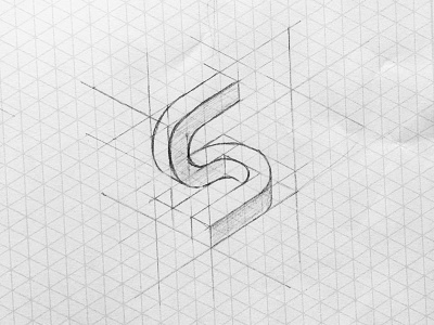 Isometric S 3d black and white brand branding design graphic design graphic designer grid isometric logo logo design mark minimal minimal design minimalism simple sketch typography